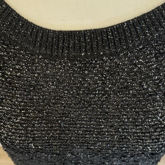 Liz Claiborne Women's Size S Black Metallic Scoopneck Pullover Sweater #3429 - Picture 2 of 8